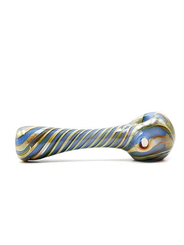 Bonnie and Fryde Glass - Left-handed Fumed Periwinkle Swirl Hand Pipe Spoon (4.5