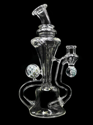 Donjah Glass - Clear Double Uptake Recycler with Dotstack Marbles (9