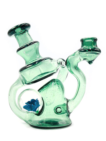 Donjah Glass - Green Jammer Recycler with Flower Implosion (5