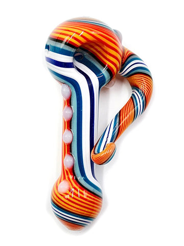 Orange Blue Hand Pipe with Side Horn (4