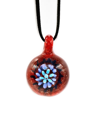 Solrac Glass - Red Flower Implosion Pendant (1.25