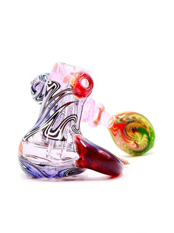 Three Trees Glass - Purple Wig-Wag Horned Sidecar Bubbler (6