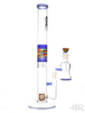2K Glass Art - Wig Wag Reversal Straight Tube With Matching Ash Catcher (19.5") Blue Right