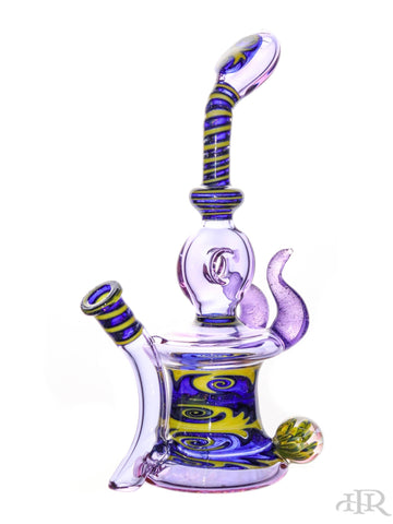 E-Stex Glass - Purple CFL Double Horned Rig with Wig-Wag (11