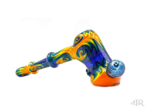 E-Stex Glass - Hammer Bubbler with YGBO Wig-Wag and Dichro (Marble)