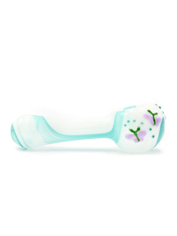 Kristi Conant Glass - Butterflies Full Color White Swirl Spoon (5