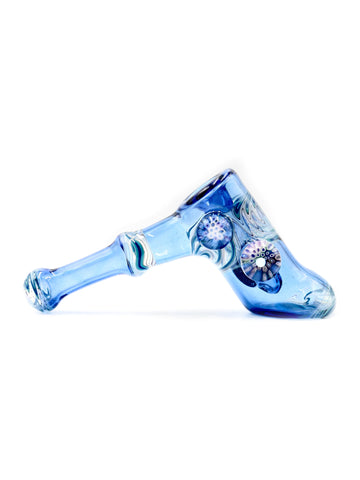 Oats Glass - Blue UV Hammer Bubbler with Creep Millie and Opal (6.5