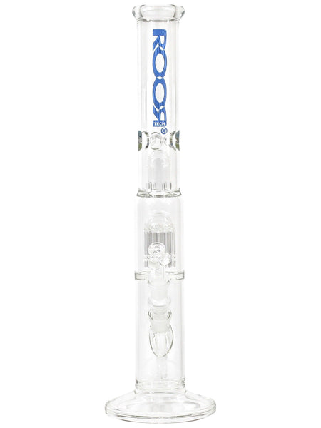 RooR Tech Straight Tube - 10 Tree Perc (19") Dry Herb Flower Bong Water Pipe Blue