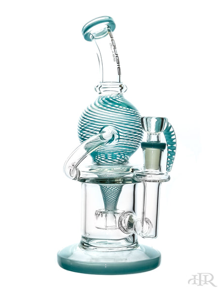 Clear/Blue) Blown Glass Perc Tobacco Water Pipe/Bong Recycler w/ 14mm Bowl