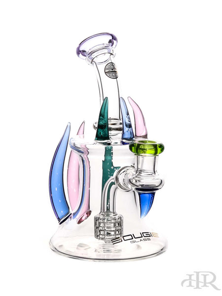 Bougie Glass - Bell Shaped Rig With Colored Horns (8")