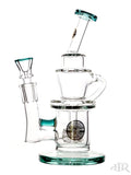 Bougie Glass - Angled Joint Recycler (7.5") Teal Left