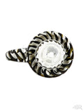 Diamond Glass - Spiral Horned Bowl / Slide (14mm) Black and White Top
