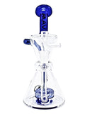 Mav Glass - Slitted Puck Recycler Dabbing Oil Rig Concentrate Maverick Water Pipe Hourglass Klein Recycler Shape 9" Height Inky Blue
