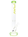 Mav Glass Classic Straight Tube with Color Accents Ooze Maverick Water Pipe Mav Glass Bong with Flat Base 18" Height 