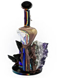 Envy Glass - Dichroic Obsidian Arrowhead Recycler (8")