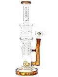 Tsunami Premium Vapor Showerhead Grenade Turbine (12″) Dry Herb Flower Bong Water Pipe Orange with thick glass, wide bade, and fixed downstem