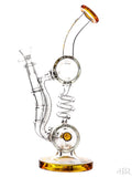 Lookah Glass - Inline Perc Double Uptake Recycler With Spiral Drain (12") Amber Left