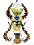 Tattoo Glass - Monster Head Blood Eye Double Horn Rig (11.5") Green
