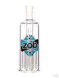 Zob Glass - 8 Arm Tree Perc Ash Catcher 14mm 45 Degree (6") Black and Blue