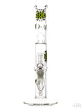 Zob Glass - Mini Straight Tube with 4-Arm Tree Perc and Splash Guard (14") Green and Black