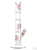 Zob Glass - Mini Straight Tube with 4-Arm Tree Perc and Splash Guard (14") White and Red