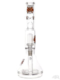 Zob Glass - Stemless Beaker with Zobello Diffuser and UFO Perc (15") Orange and Black Front