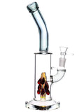 Glass water pipe with a colorful design on a white background
