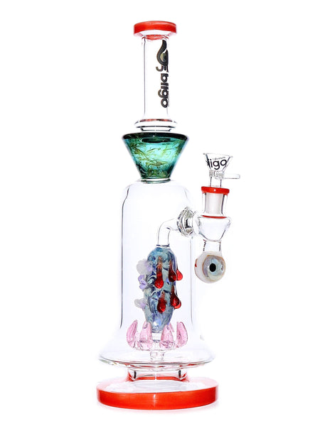 Biigo Glass - Eye Teeth On Showerhead Perc With Eye Ball Joint (13")