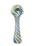 Bonnie and Fryde Glass - Left-handed Fumed Periwinkle Swirl Hand Pipe Spoon (4.5")
