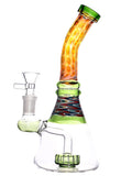 Glass dab rig with bubbletrap fuming and wig wag designs available for sale at High Roller Smoke in Lakewood, Colorado. 