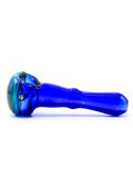 CRG Glass - Clear Cobalt Wig Wag Cap Spoon Hand Pipe (4.5")