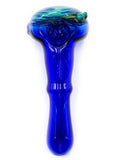 CRG Glass - Clear Cobalt Wig Wag Cap Spoon Hand Pipe (4.5")