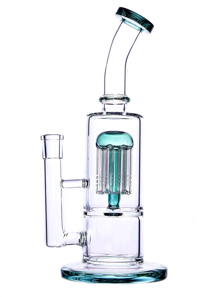Clear Teal Double Chamber Tree-Perc Rig (10.5")