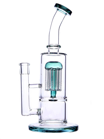 Clear Teal Double Chamber Tree-Perc Rig (10.5