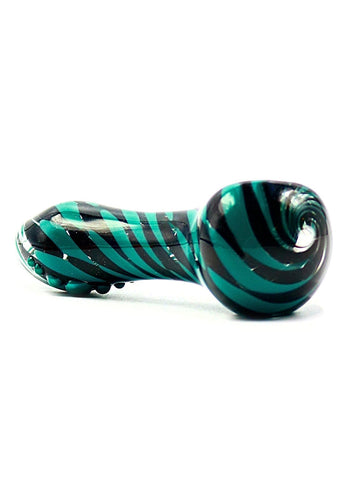 Curtis T Glass - Dotstack Black and Teal Hand Pipe (4