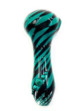 Curtis T Glass - Dotstack Black and Teal Hand Pipe (4")