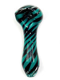 Curtis T Glass - Dotstack Black and Teal Hand Pipe (4")