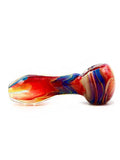 Curtis T Glass - Fully Fumed Red and Blue Hand Pipe Spoon (3.5")