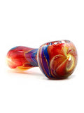 Curtis T Glass - Fully Fumed Red and Blue Hand Pipe Spoon (3.5")