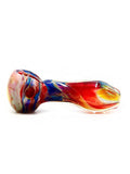 Curtis T Glass - Fully Fumed Red and Blue Hand Pipe Spoon (3.5")