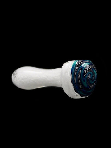 Curtis T Glass - White Frit Wig-Wag Hand Pipe (4