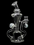 Donjah Glass - Clear Double Uptake Recycler with Dotstack Marbles (9")