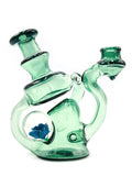 Donjah Glass - Green Jammer Recycler with Flower Implosion (5")