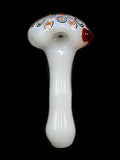 Donjah Glass - White Hand Pipe Spoon with Orange and Black Dotstacks (4")