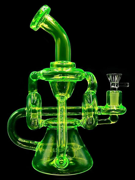 Double Donut Trombone Clear Electric Recycler with Waffle Perc (10.5")