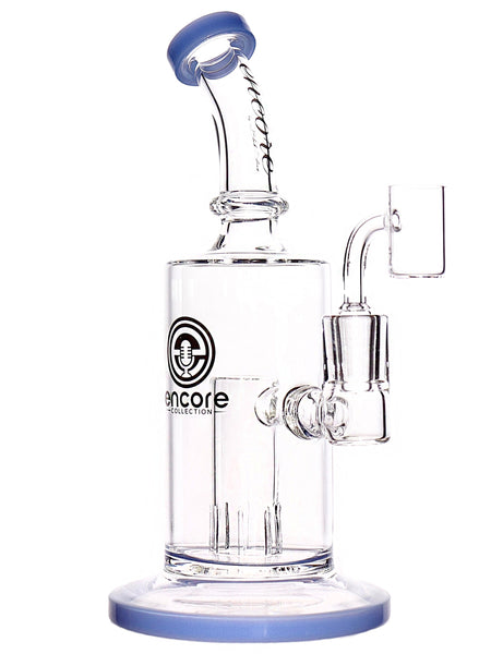 Clear glass water pipe banger hanger dab rig with slit perc and 14mm Male quartz banger 