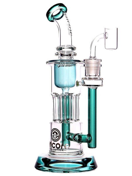 Encore Glass Pillar Incycler Glass Dab Rig with teal accents and pillar perc by Encore Glass
