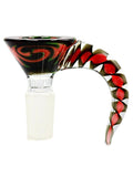 14mm wig wag horned flower bowl slide with colors black, red, and green for sale