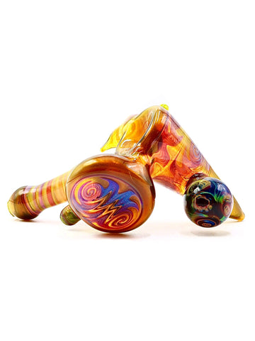 Fully Fumed Wig-Wag Dry Hand Pipe with Pendant and Heady Marble (6.5