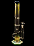 16.5 inches tall glass water pipe with fuming throughout, and featuring a showerhead perc with recycling function. 